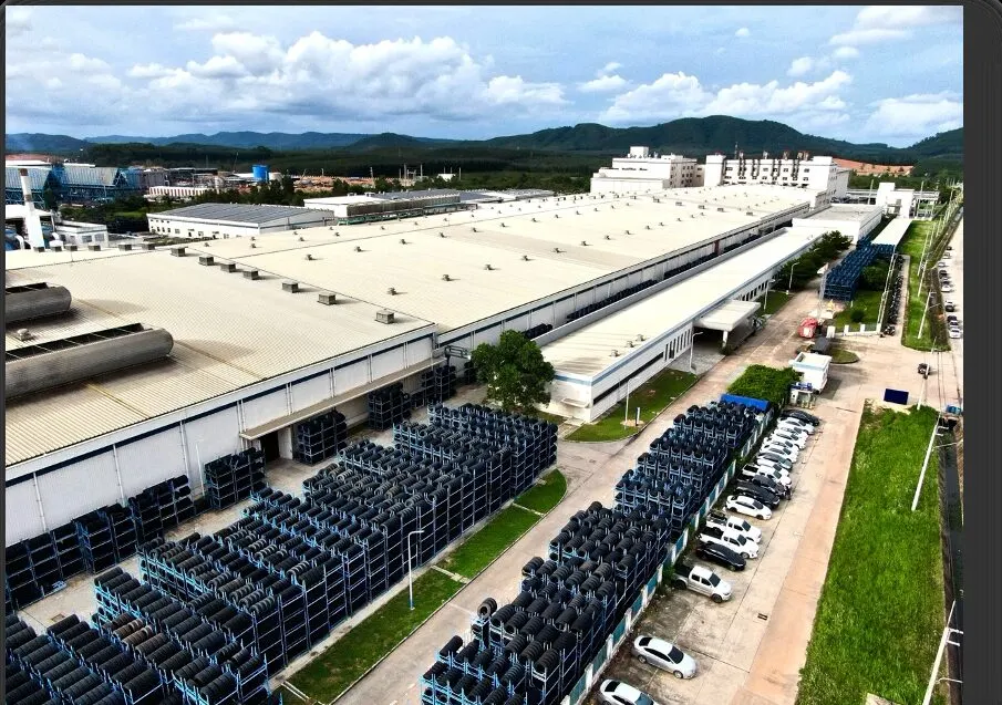 Aerial view of a tire manufacturing plant in Rayong, Thailand